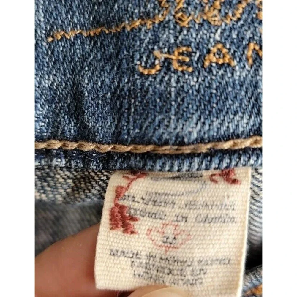 Silver Womens Jeans 34x31 Julia Mid Rise Blue Distressed Stretch Glove Works VTG